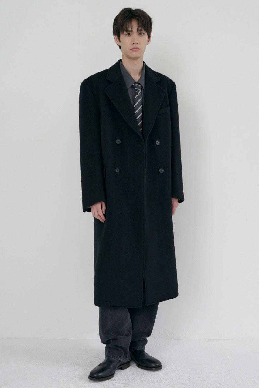 Dunst Unisex Loose Double-Breasted Coat Black
