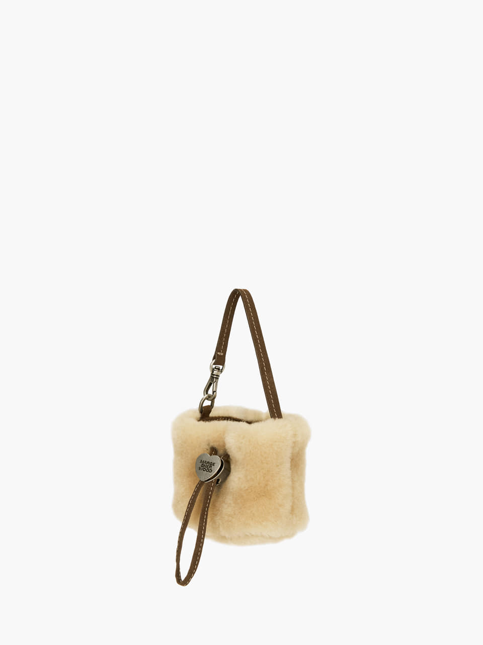 Margesherwood Shearling Drawstring Pouch beige shearling+chestnut nubuck