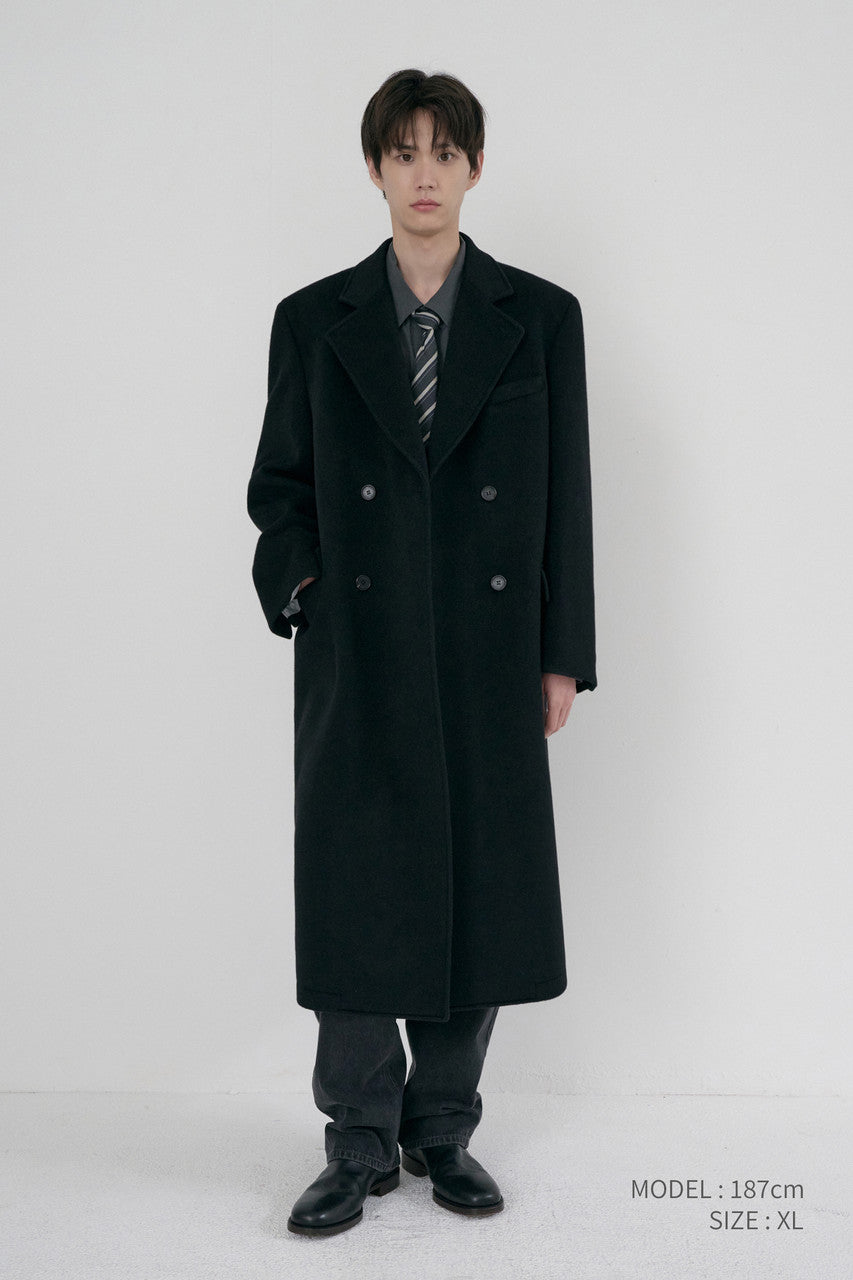 Dunst Unisex Loose Double-Breasted Coat Black