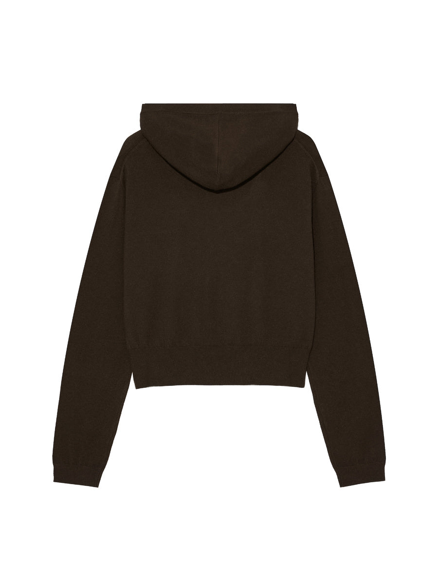 GLOWNY G Hug V-Neck Knit Hoodie (Khaki Brown)