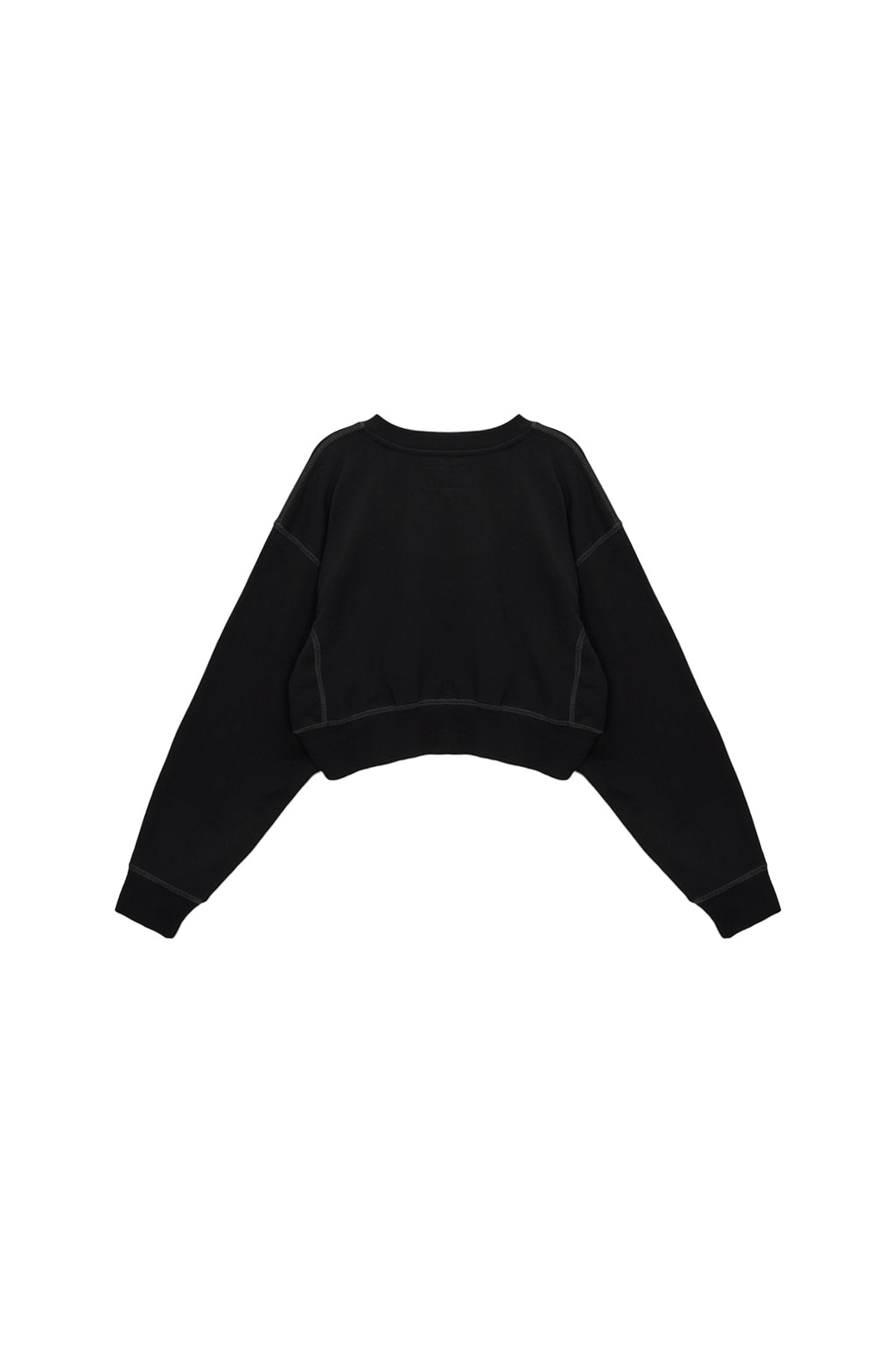 [matinkim] STITCH LABEL CROP SWEATSHIRT IN BLACK
