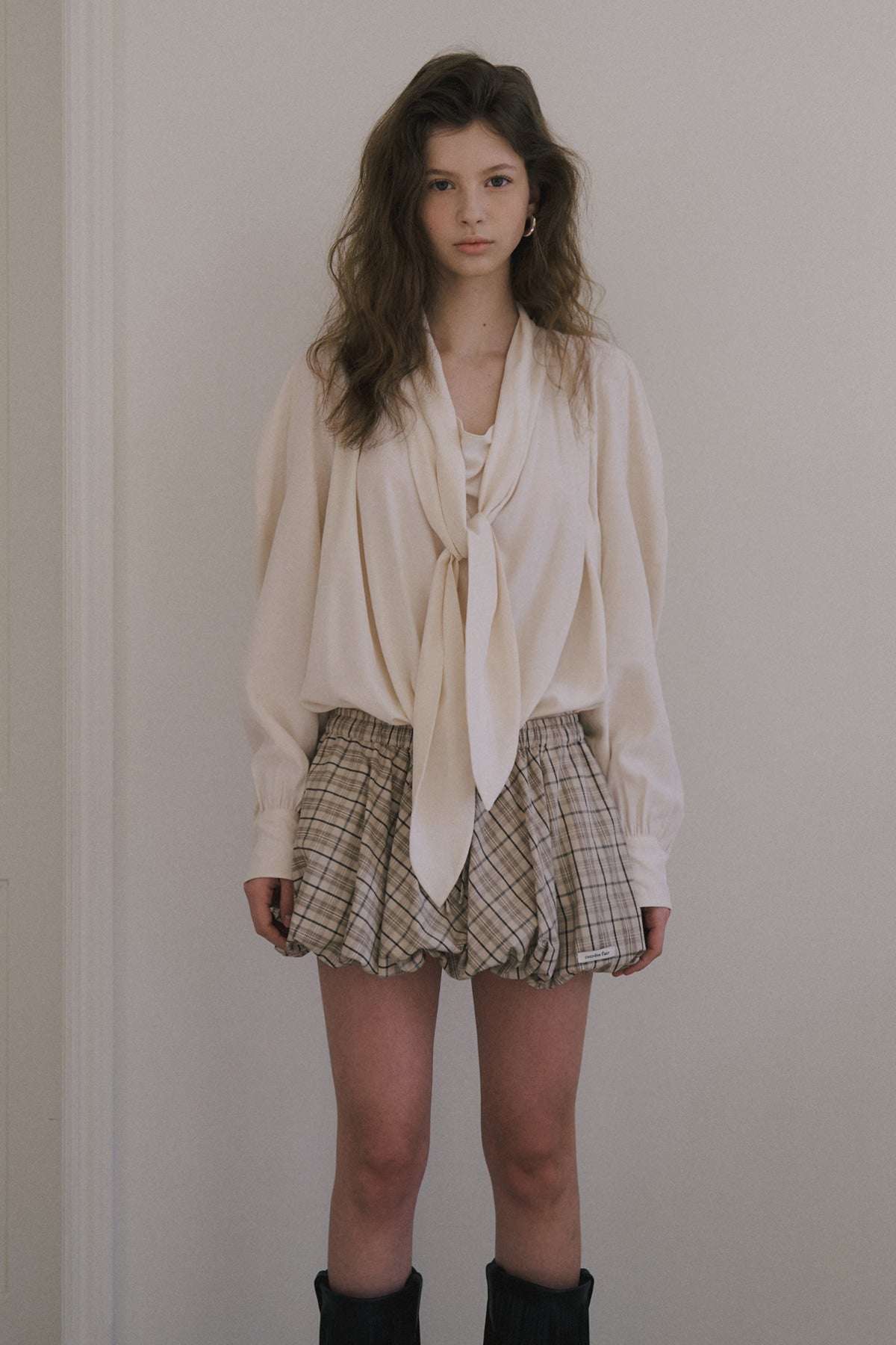 Overdueflair Cowl Tie Blouse Cream