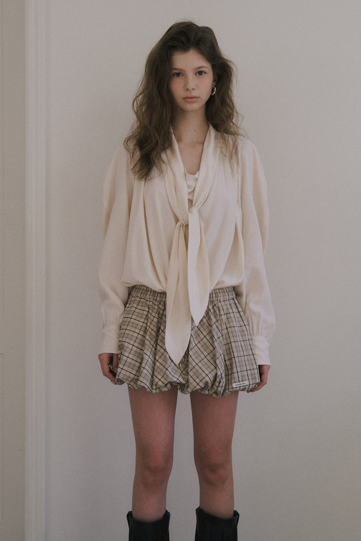 Overdueflair Cowl Tie Blouse Cream