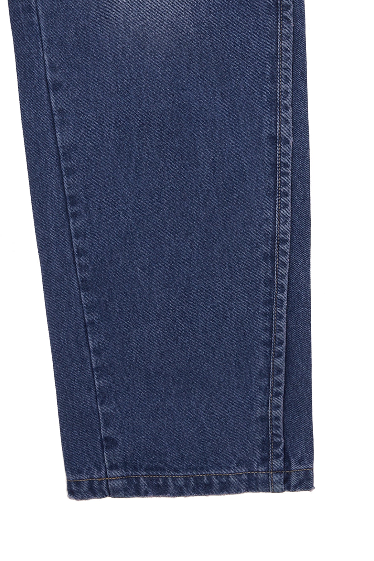 Matinkim Earphone Printed Denim Pants IN Blue