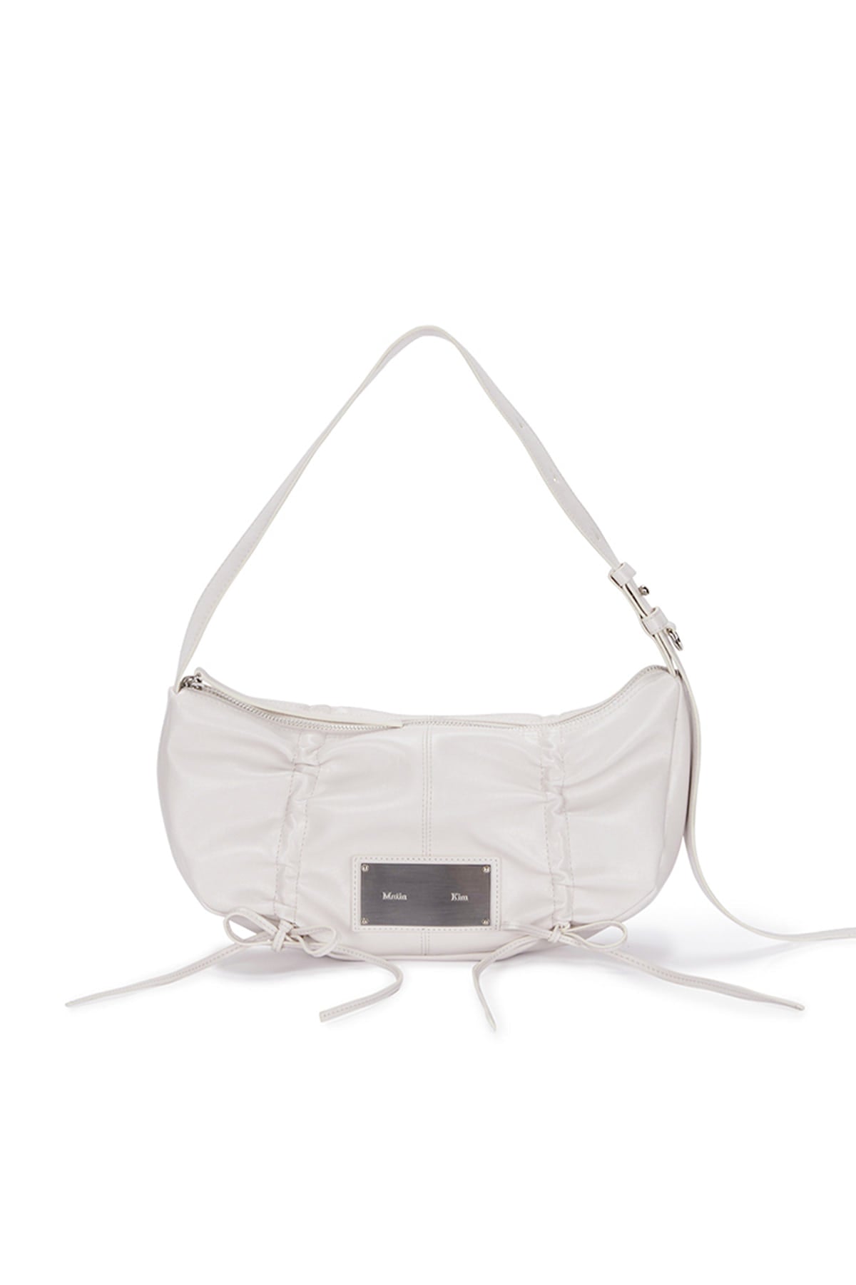 [matinkim] HALF SHIRRING RIBBON ROUND BAG IN IVORY