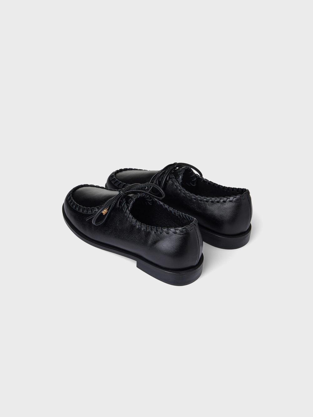EENK Stitch Detail Leather Loafers - Black