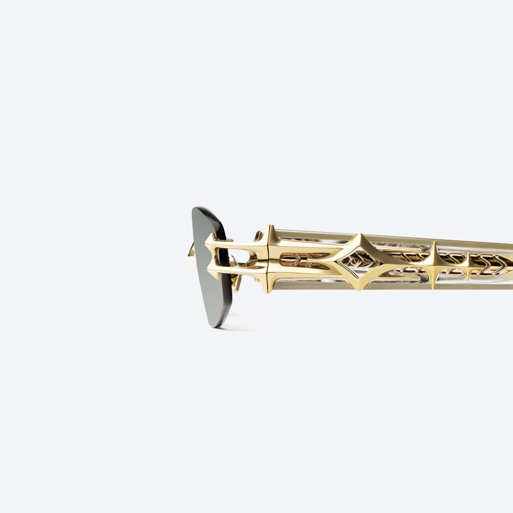 Gentle Monster Manifesto 031 Sunglasses in gold, showcasing premium Korean designer fashion.