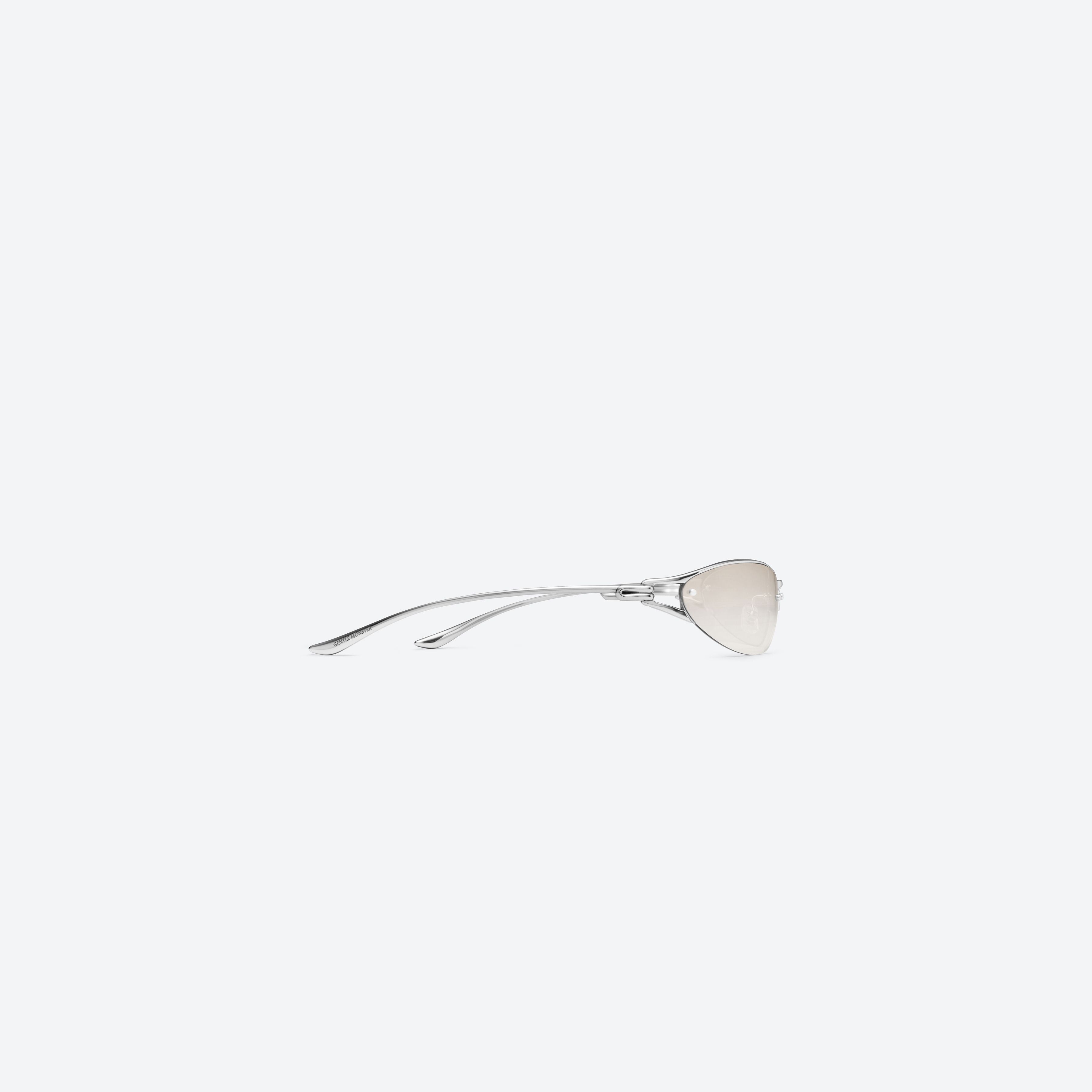 Gentle Monster Futura 02 Sunglasses in silver, showcasing premium Korean designer fashion.