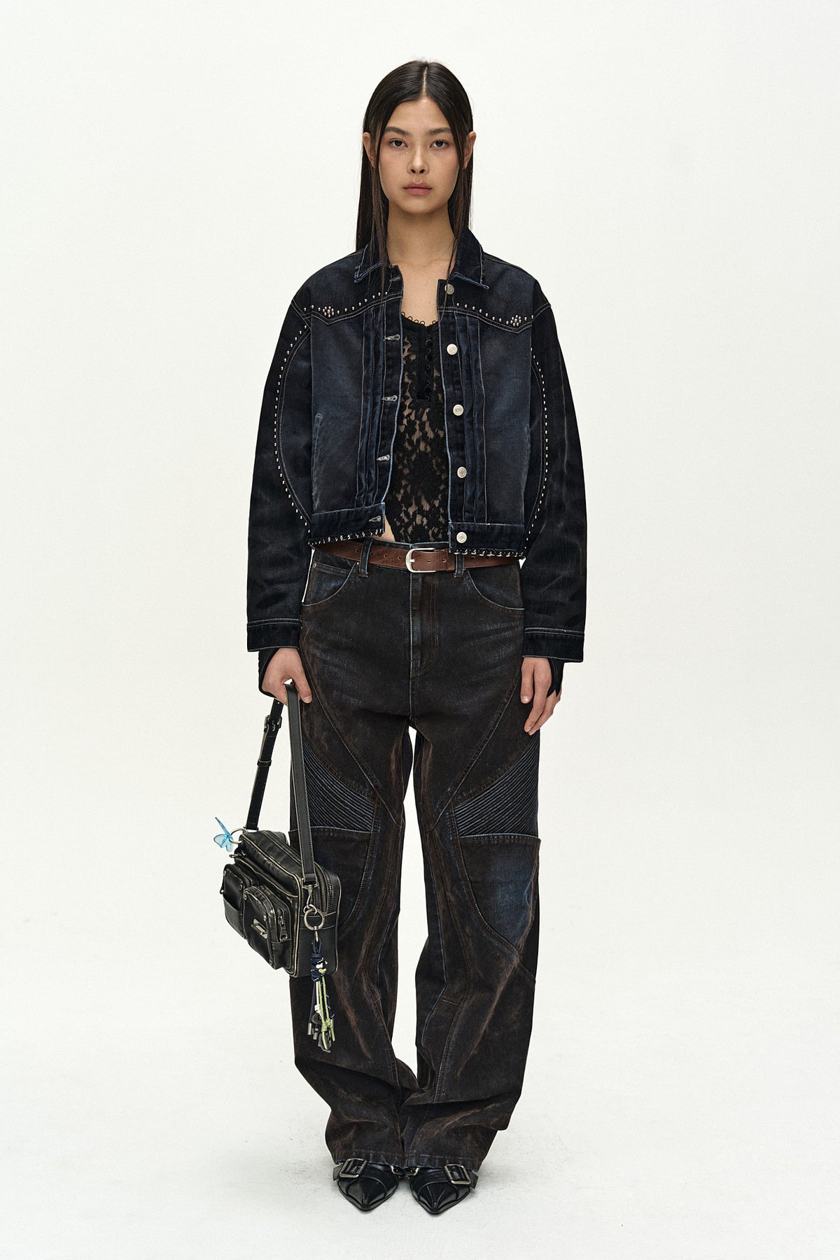 Andersson Bell Studded Velvet Denim Jacket