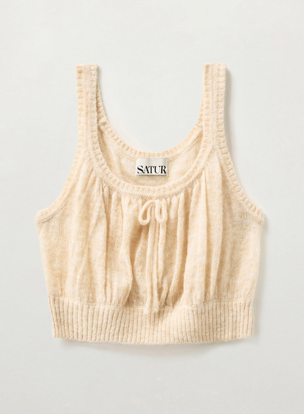 [satur] (W) Shirring Knit Bustier - Cream