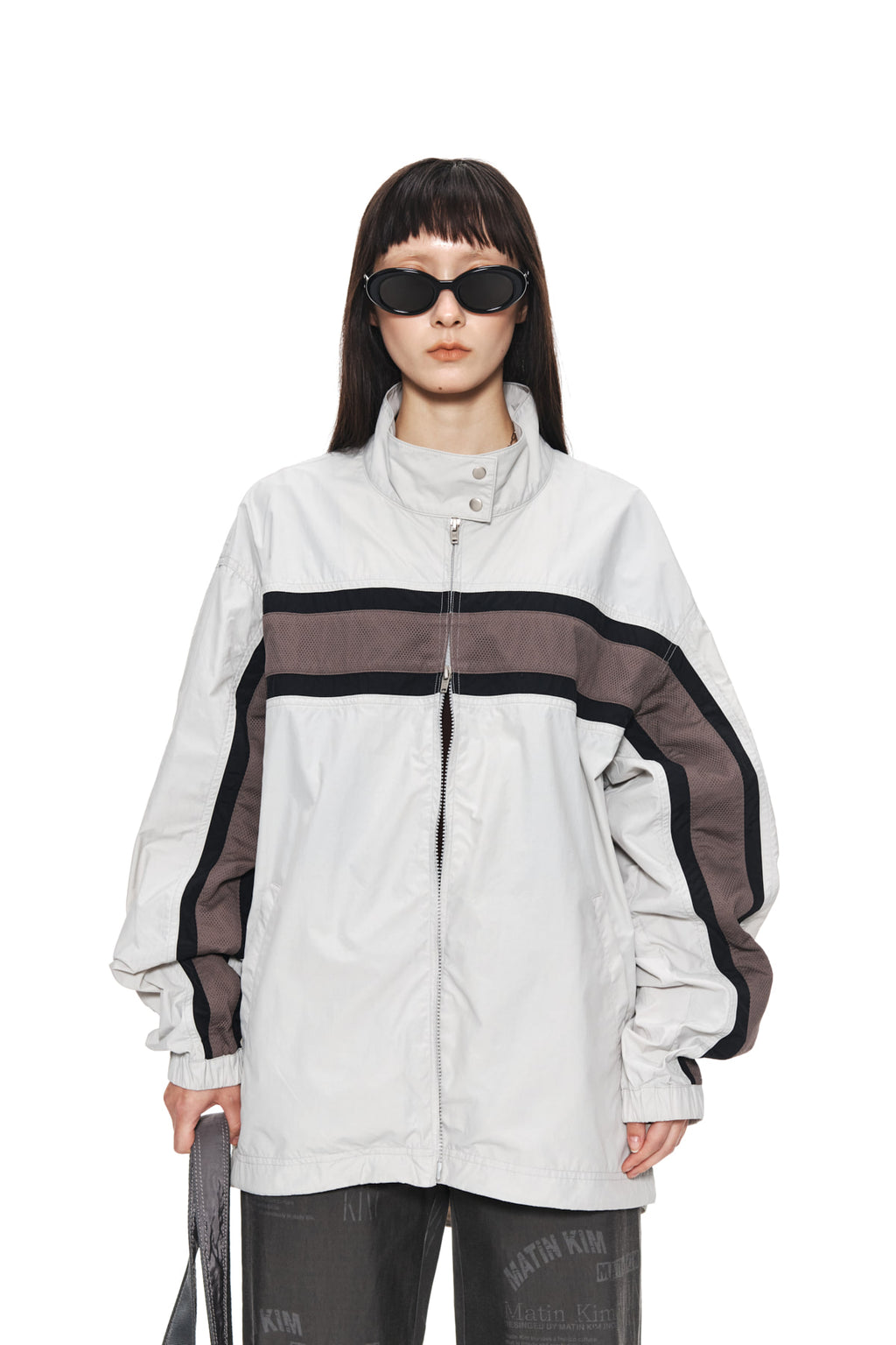 [matinkim] Mesh Mix Racing Jumper For Men IN Light Beige