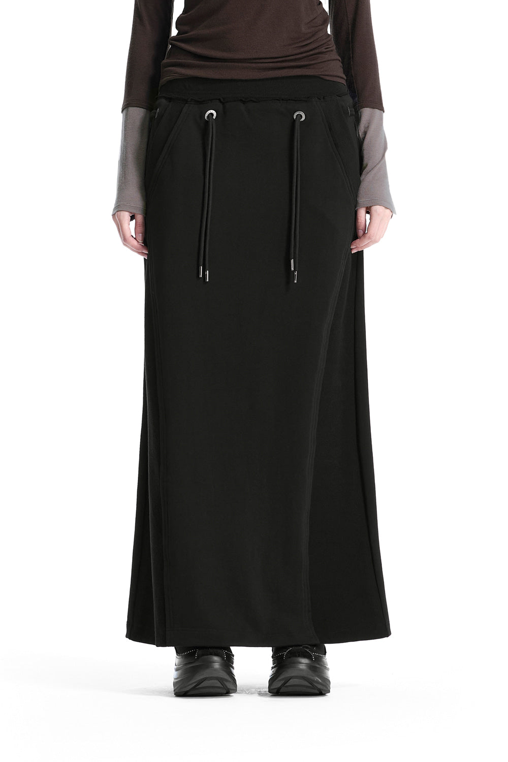 Treemingbird Lace-Up Eyelet Set-Up Skirt Black