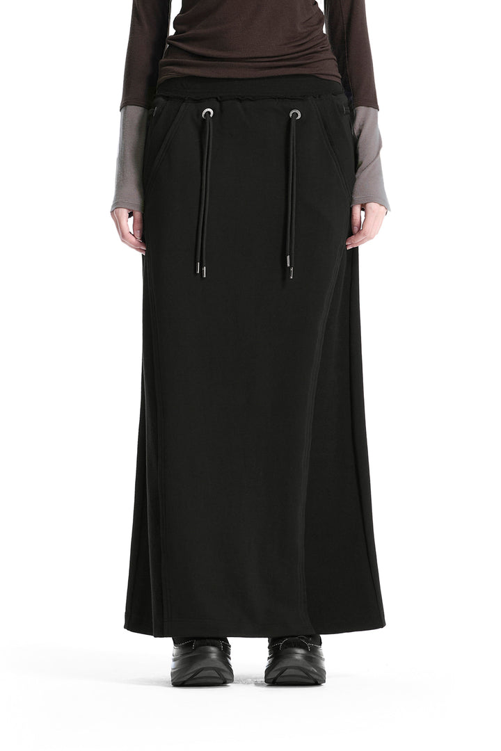 Treemingbird Lace-Up Eyelet Set-Up Skirt Black