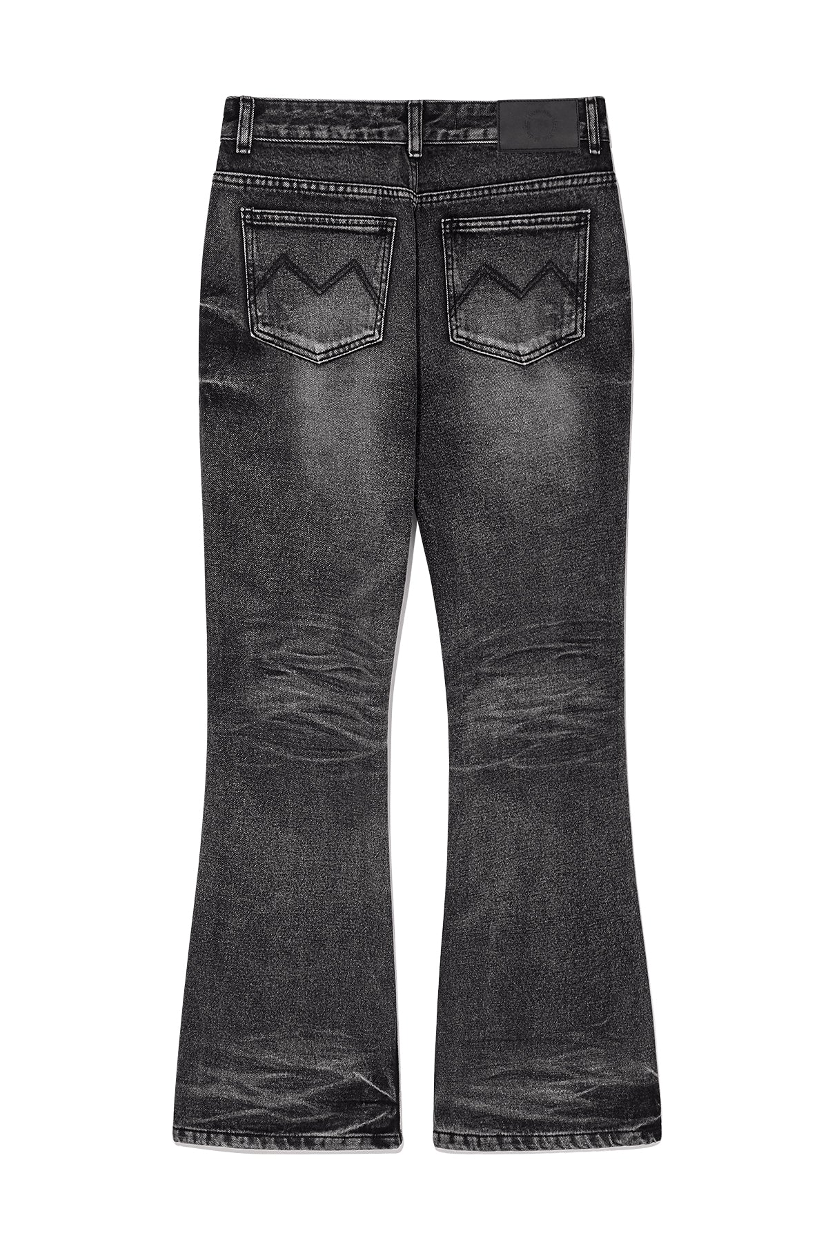 [matinkim] DEEP WASHED SEMI BOOTS CUT DENIM PANTS IN CHARCOAL