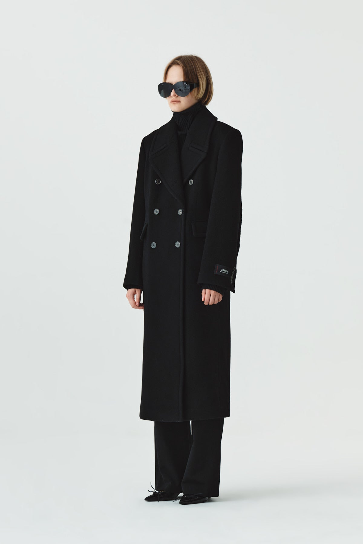 Matinkim Waist Point Belted Wool Trouser IN Black