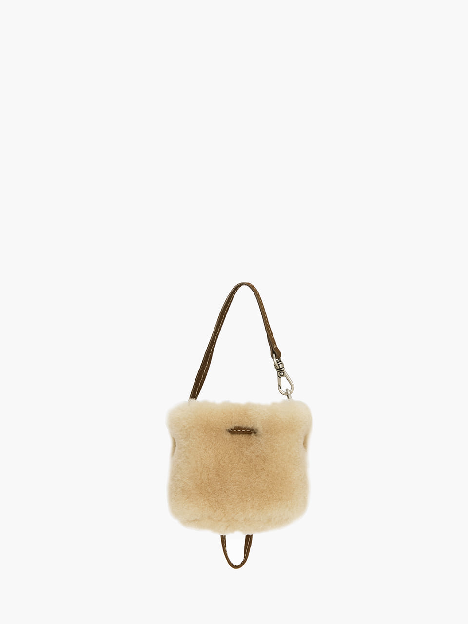 Margesherwood Shearling Drawstring Pouch beige shearling+chestnut nubuck