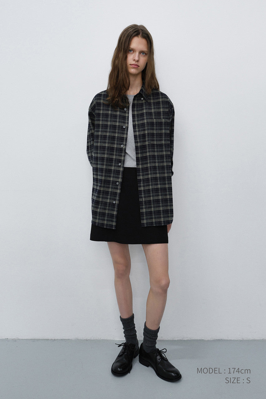 Dunst Unisex Checked Flannel BD Shirt Navy Grey