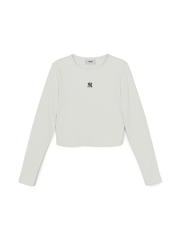 MLB Korea Women's Basic Slim Ribbed Crop Long Sleeve T-shirts