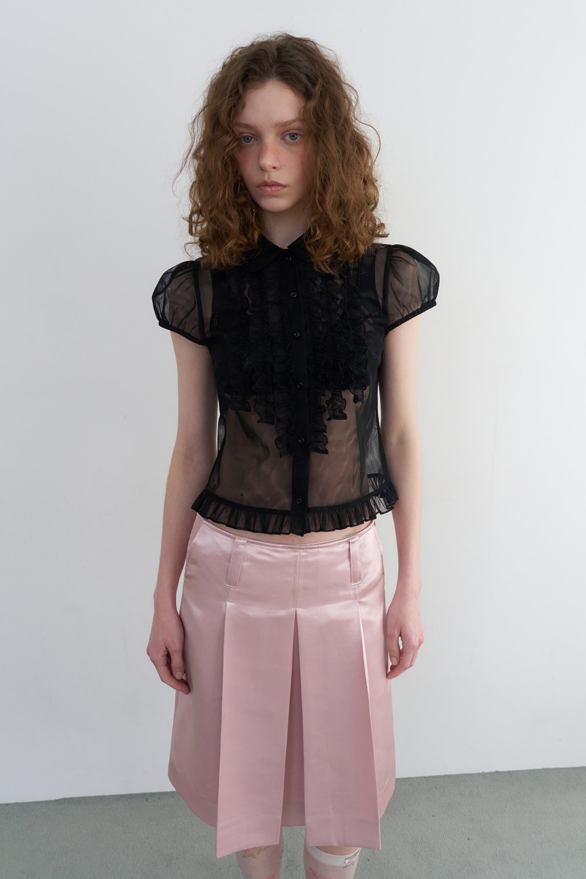 Overdueflair Victorian Frill Mesh Blouse Black