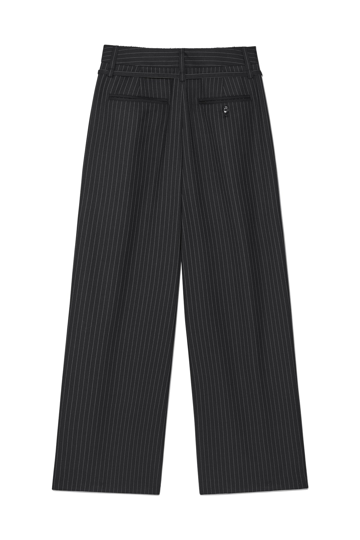 [matinkim] TUCK POINT STRIPE TROUSER IN CHARCOAL