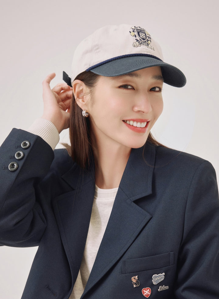 Satur Crest Logo Loop Ball Cap - Beige