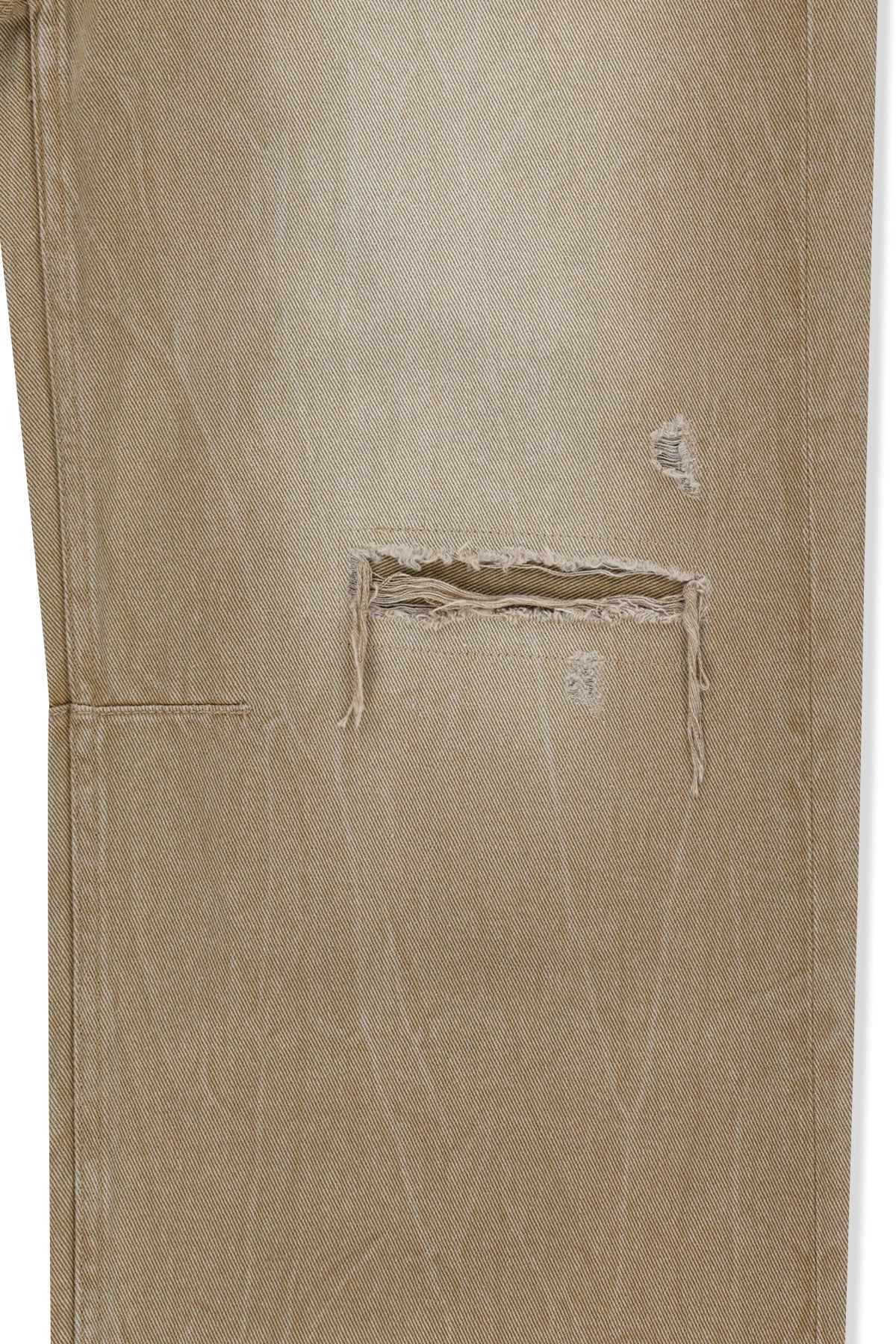 Matinkim Back Logo Washed Denim Pants IN Beige