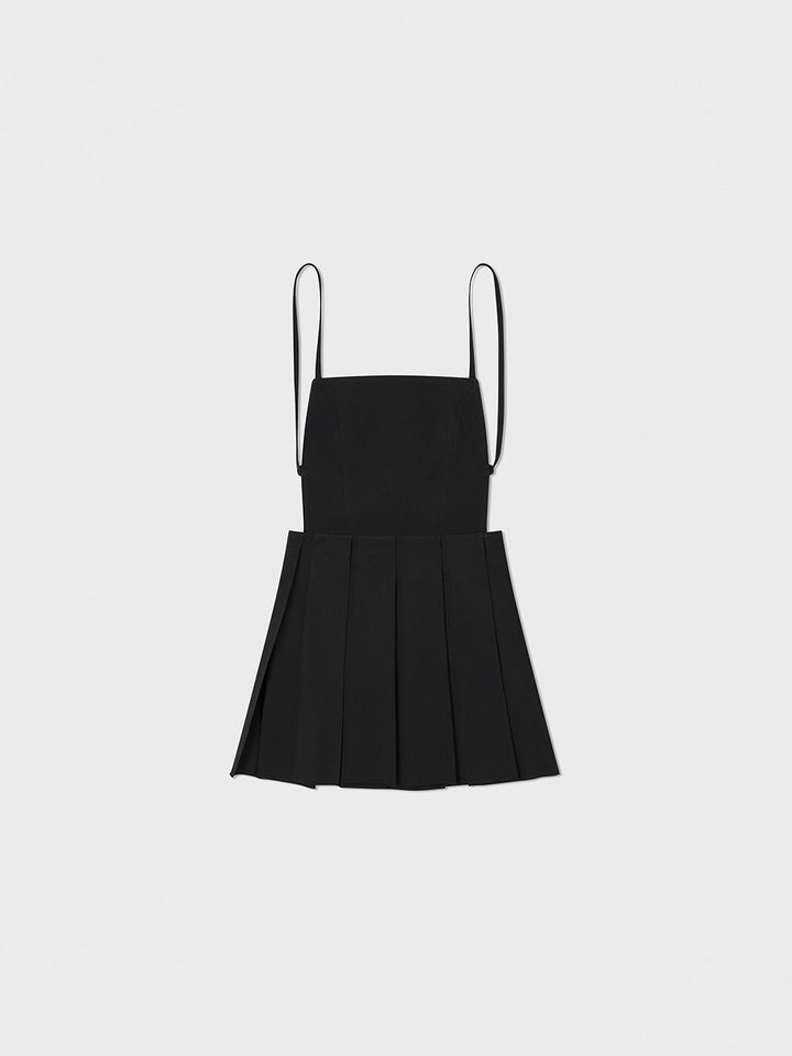 Low Classic Pleated Mini Dress Black