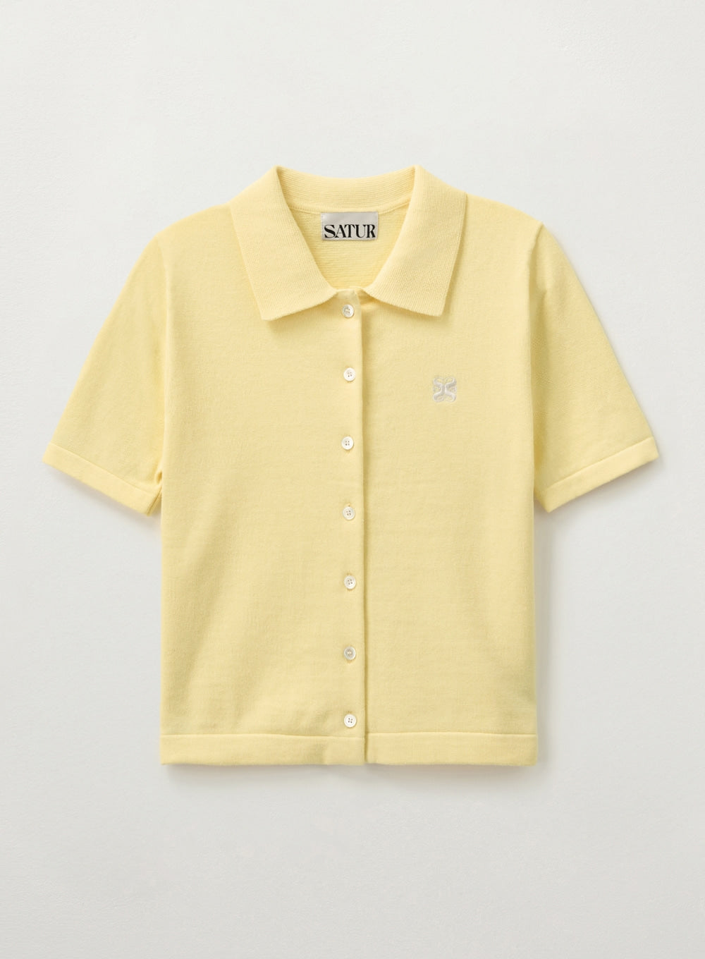 [satur] (W) Basic Cotton Collar Half Cardigan - Yellow