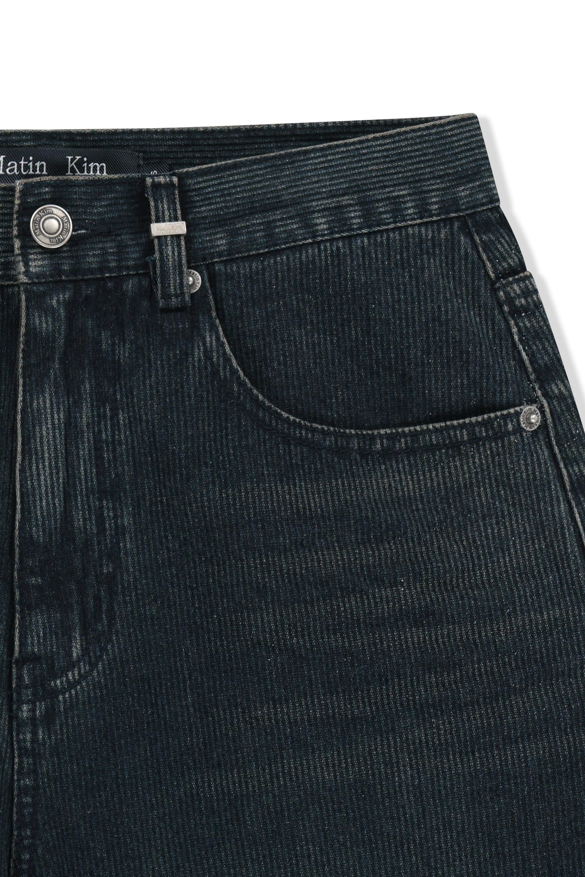 Matinkim Washed Rib Denim Pants IN Dark Navy