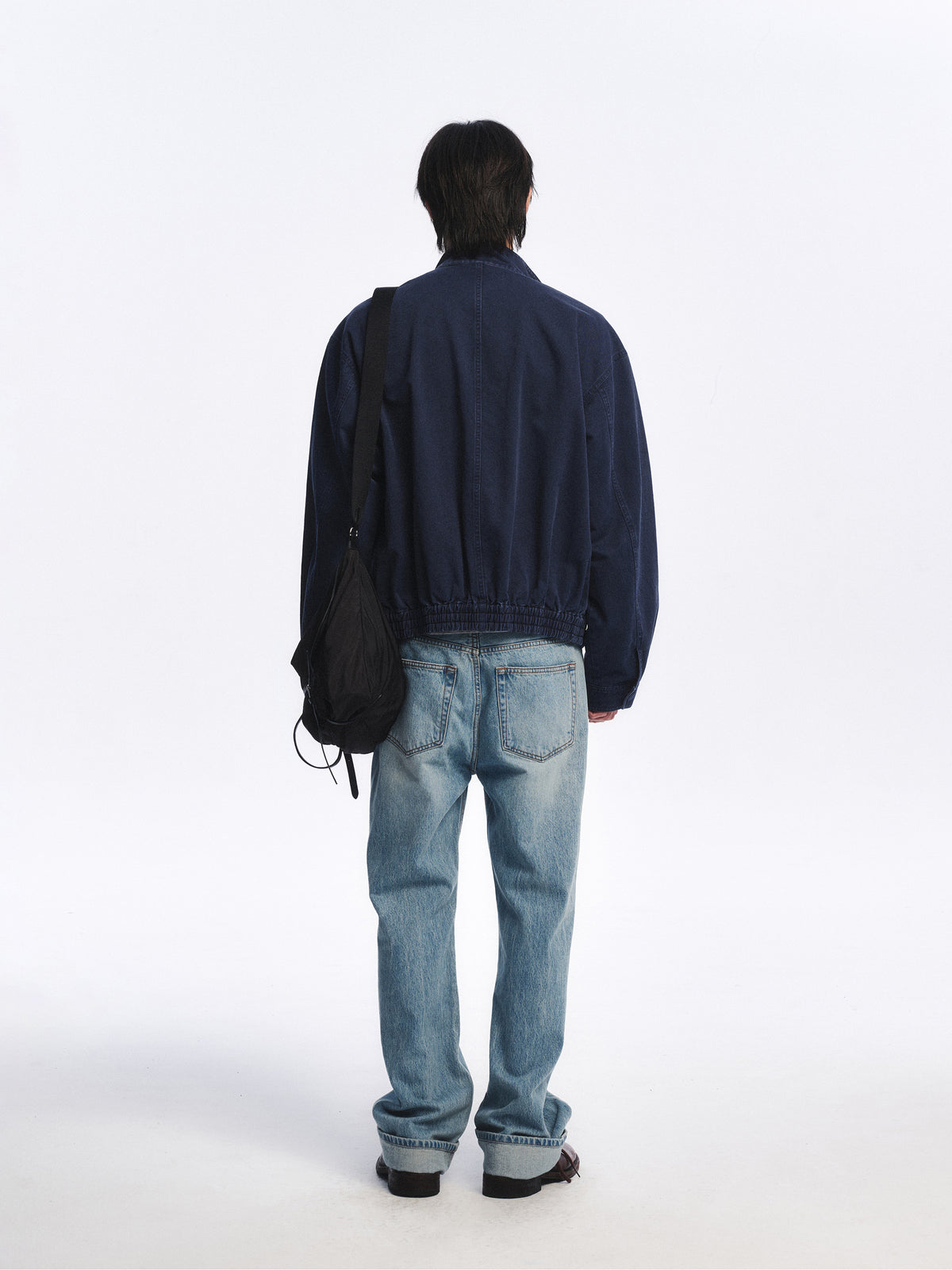 Low Classic Washed Cotton Jumper Navy Blue