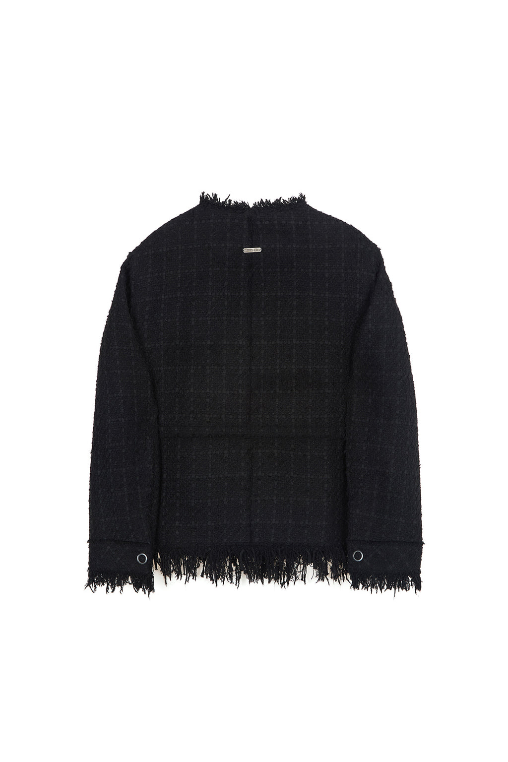 [matinkim] TWO WAY COLLARLESS TWEED JACKET IN BLACK