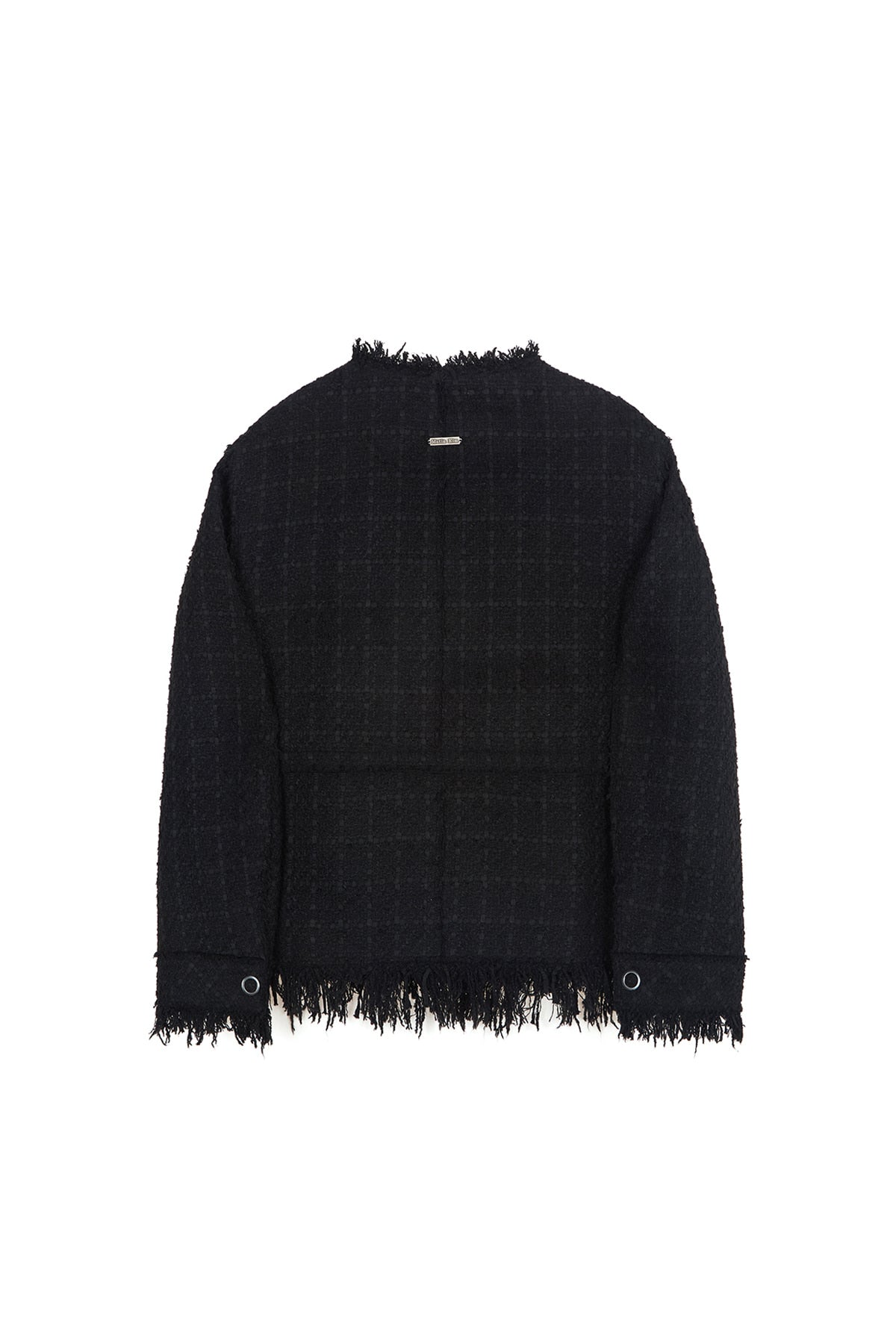 [matinkim] TWO WAY COLLARLESS TWEED JACKET IN BLACK