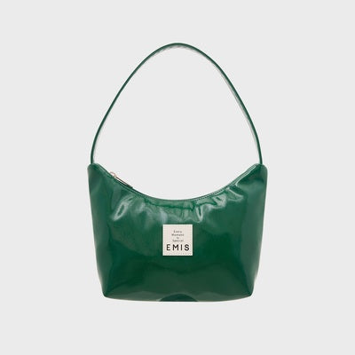 NEW ENAMEL HOBO BAG-GREEN