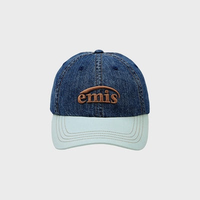 WASHED DENIM BALL CAP-BLUE/MINT