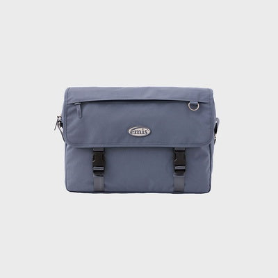 NYLON MESSENGER BAG-GRAY BLUE