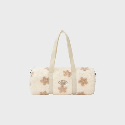 FLOWER BOUCLE CROSSED BODY BAG-CREAM