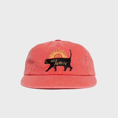 Washed Sunrise Cat Logo 6Panel Cap Scarlet Orange