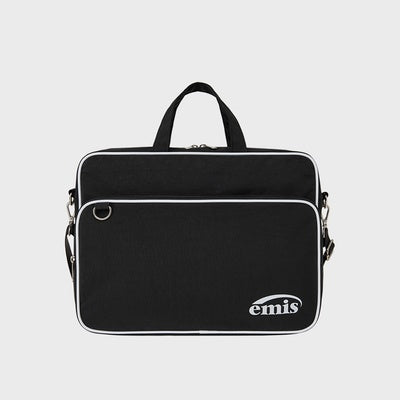 NYLON ZIP-POCKET MESSENGER BAG-BLACK