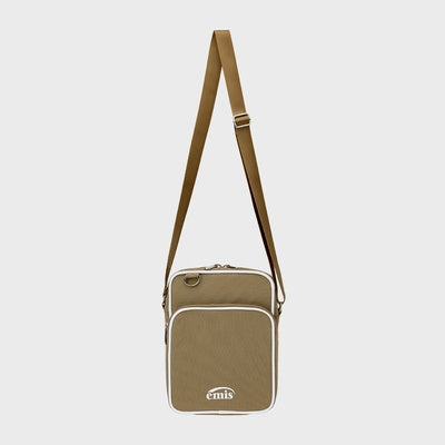 NYLON ZIP-POCKET MINI CROSS BAG-BEIGE