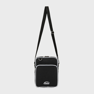 NYLON ZIP-POCKET MINI CROSS BAG-BLACK