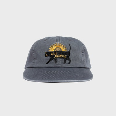 Washed Sunrise Cat Logo 6Panel Cap Vintage Gray