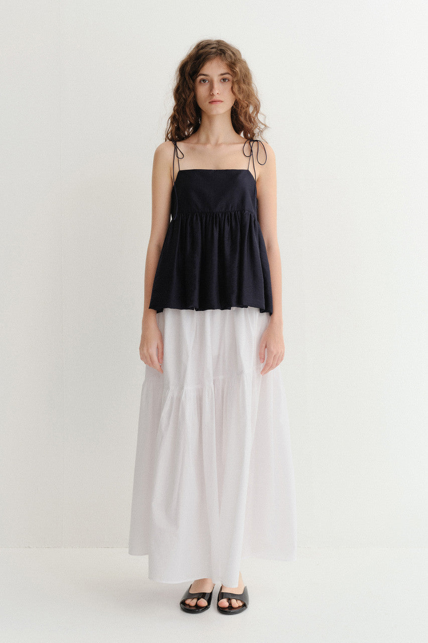 Dunst Flared Bustier Blouse Navy