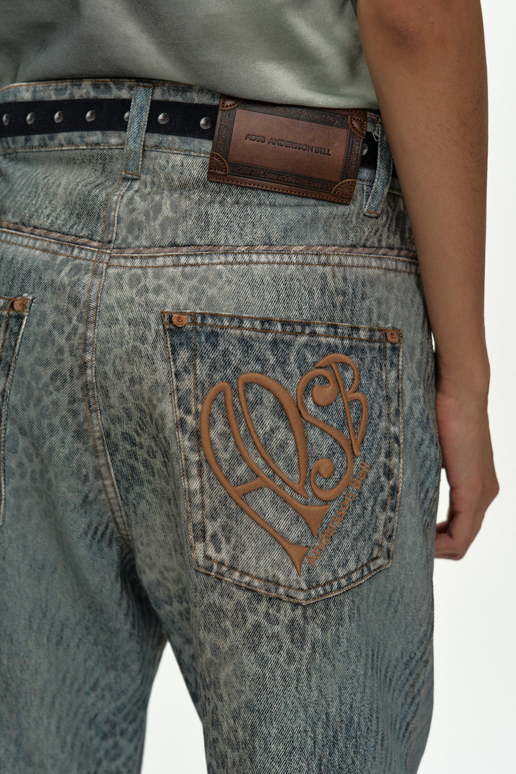 Andersson Bell Leopard Fade Denim Printed Bootscut Jeans