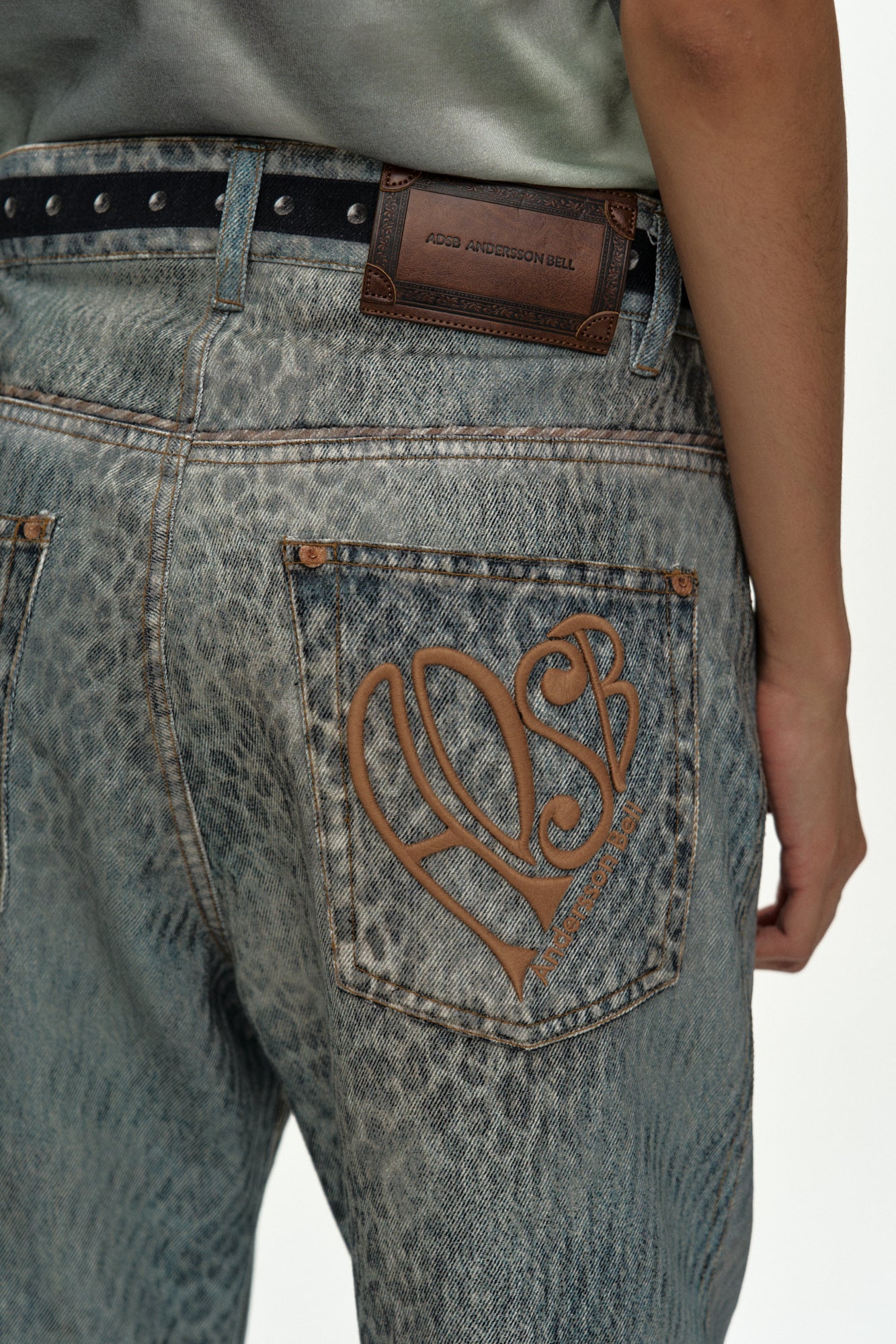 Andersson Bell Leopard Fade Denim Printed Bootscut Jeans