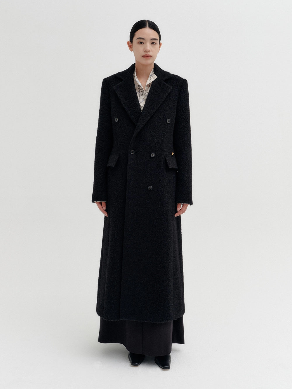 EENK Tailored Wool Long Coat - Black