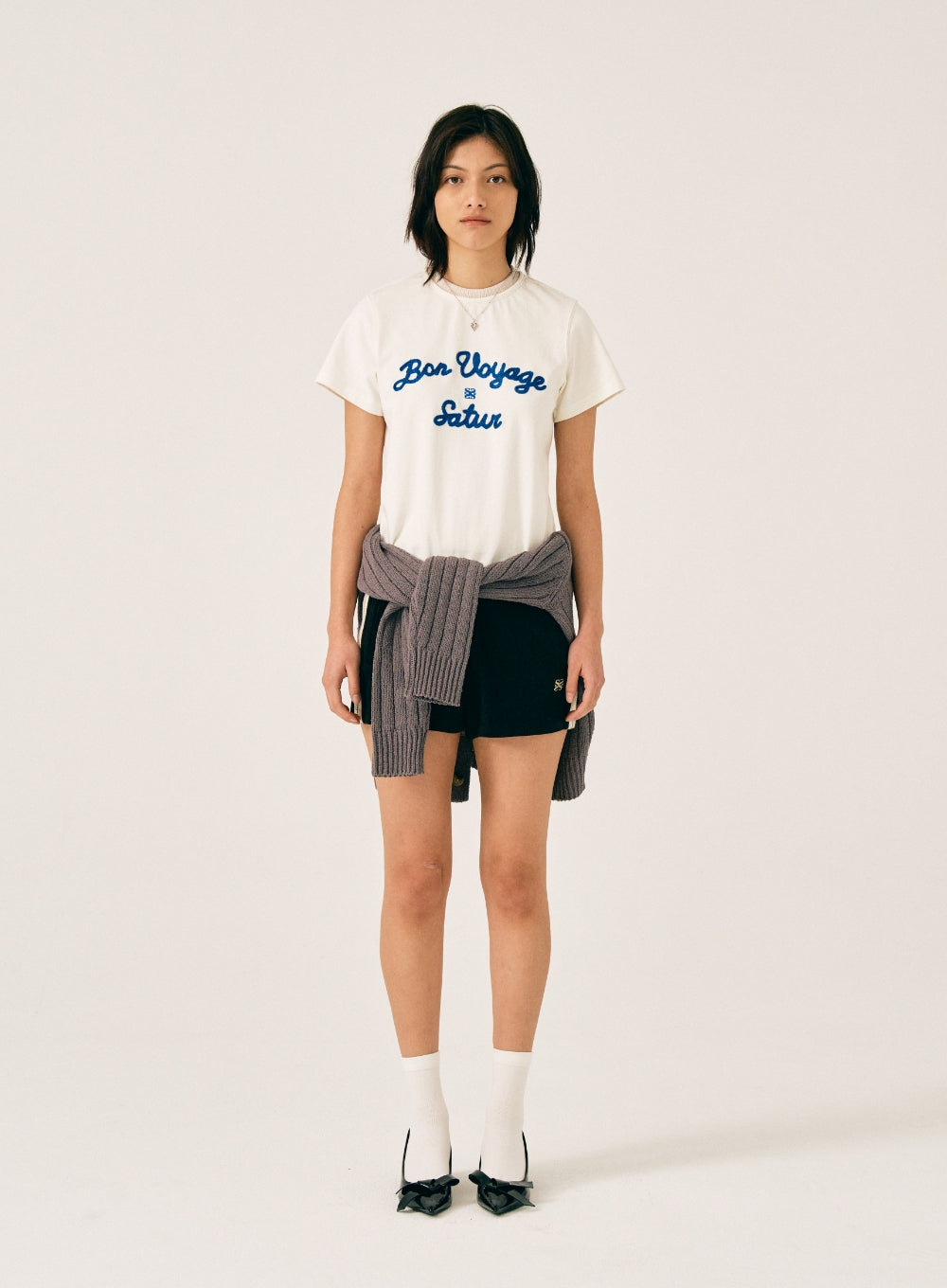 [satur] (W) Satur Logo Voyage T-Shirt - Ivory Blue