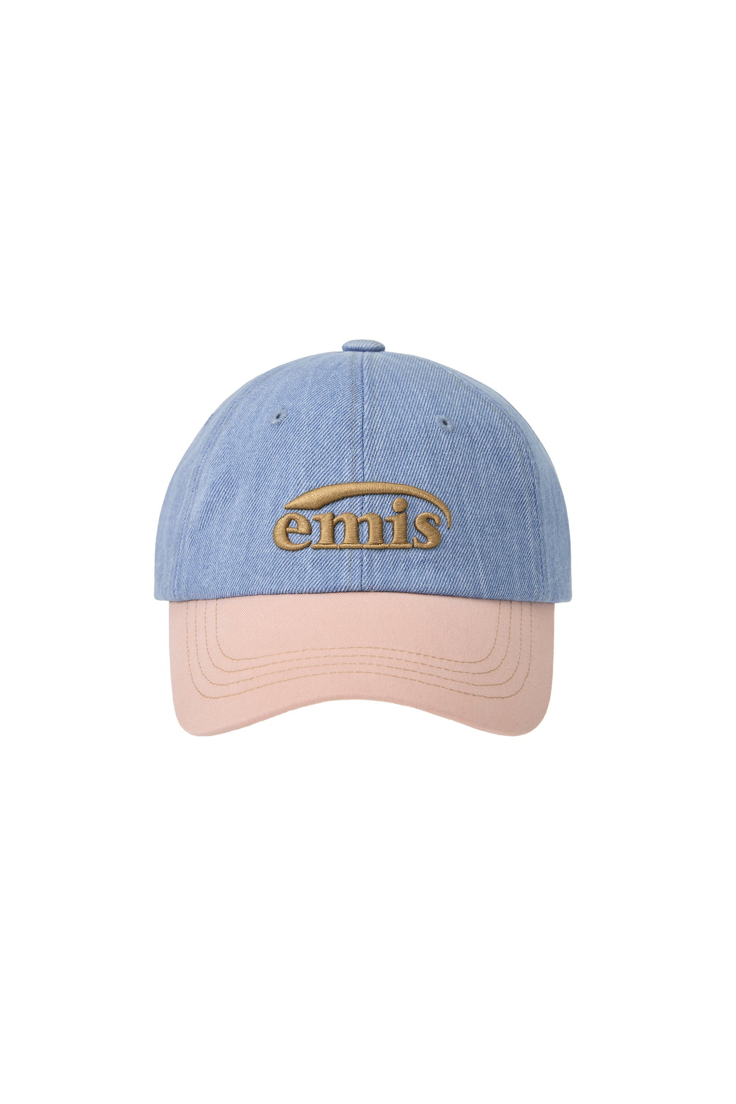 WASHED DENIM BALL CAP-LIGHT BLUE DENIM/PINK