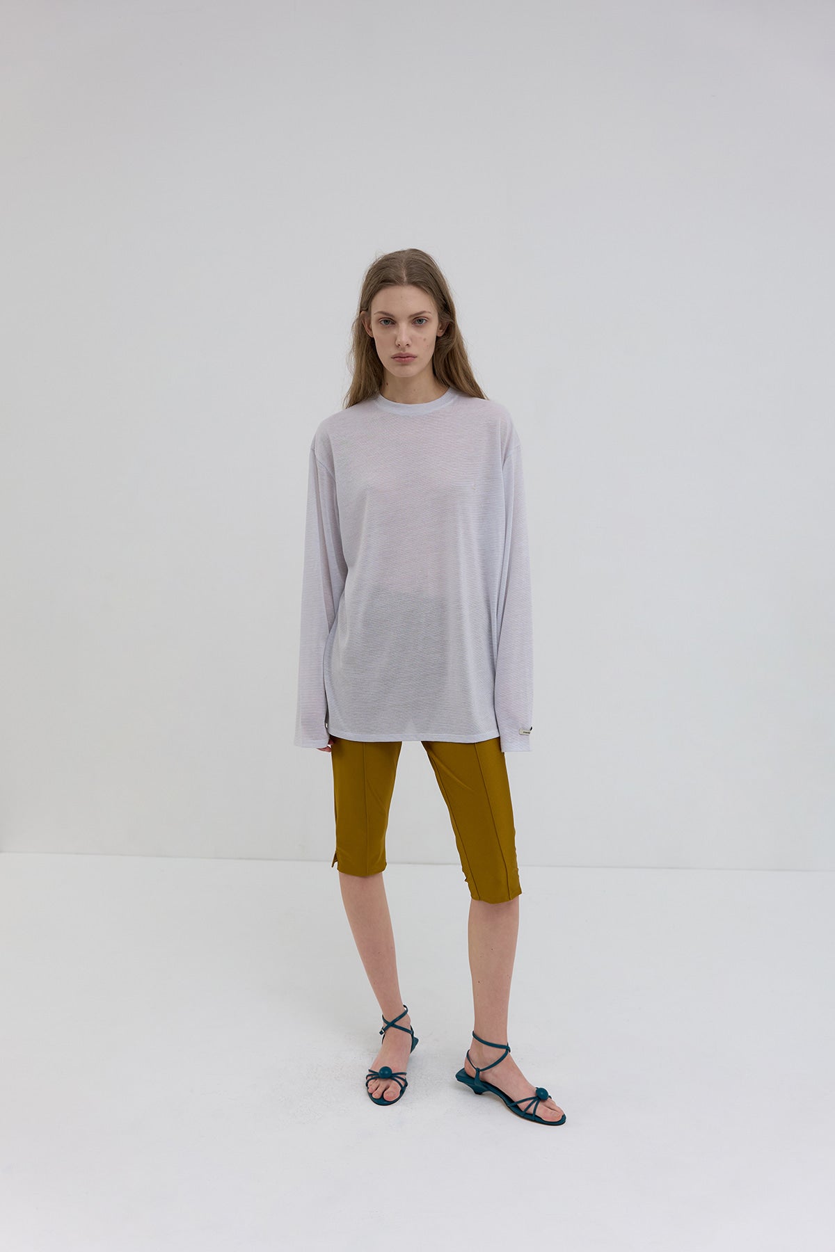 Overdueflair Stripe Long Sleeve T-Shirt Silver
