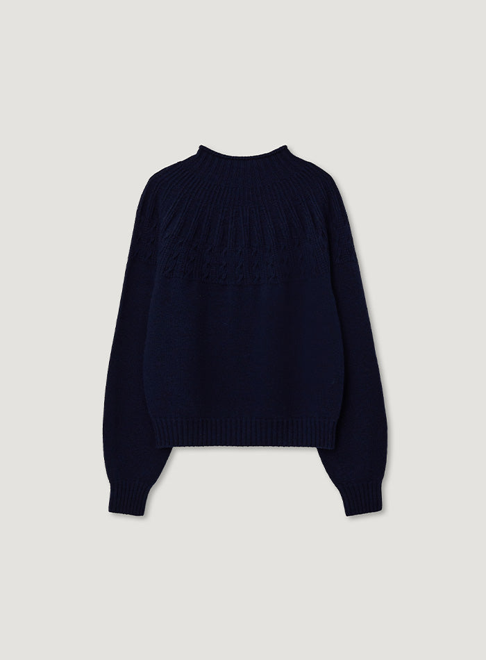 Mango Maniplease Bowl Cable Knit Navy