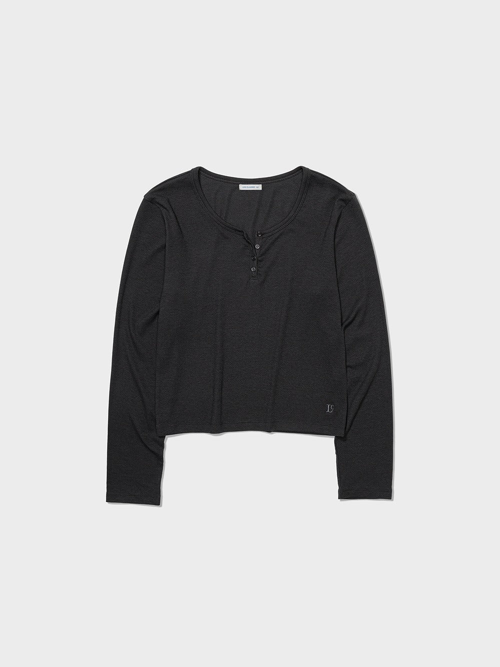 [Low Classic] Henry Neck Long Sleeve T-Shirt_Charcoal